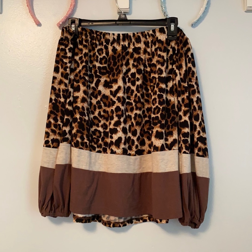 Off the shoulder cheetah print blouse